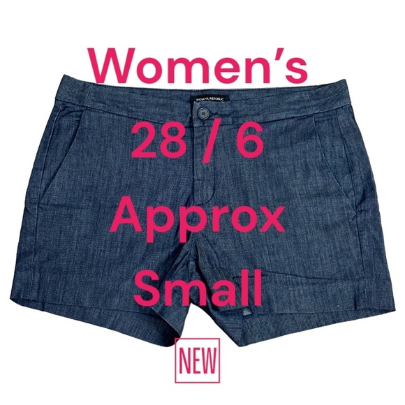 Women's Banana Republic 28 6 Small Shorts Chino Khakis Navy Blue Spandex New - Picture 2 of 8